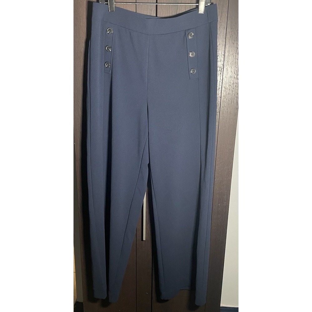 LOFT Women's Dress Pants Size Large Navy Straight Leg Career Office Stretch"